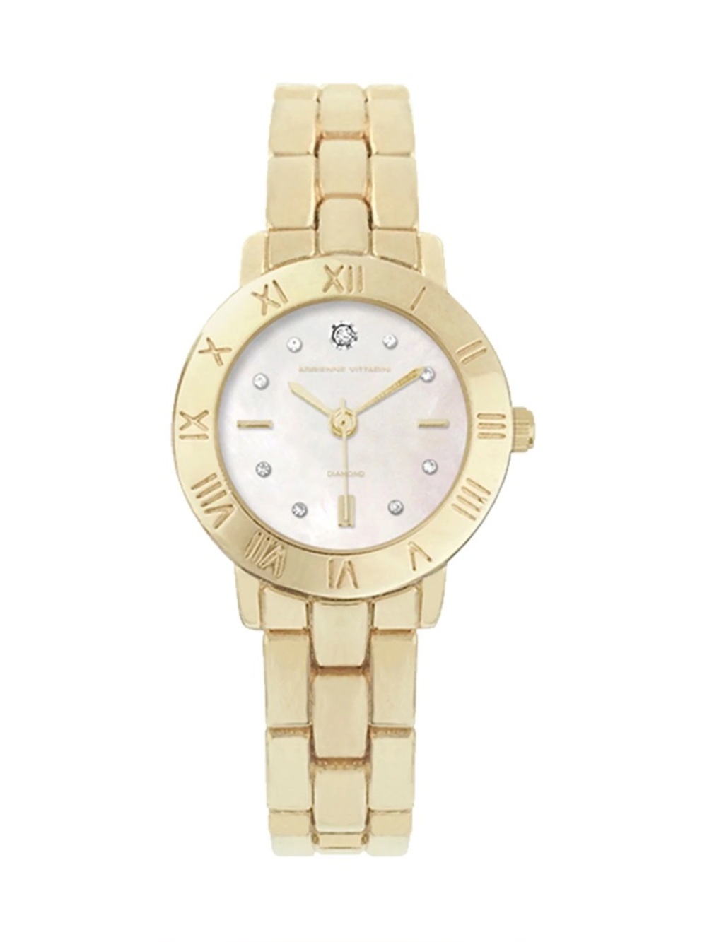 Adrienne Vittadini Gold Tone Diamond Accent Watch